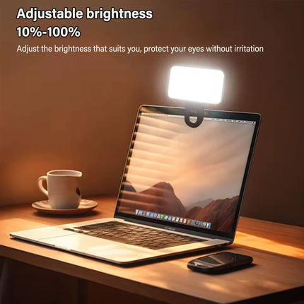 Portable Mini Selfie Fill Light Rechargeable 3 Modes Adjustable Brightness Clip On For Phone Laptop Tablet Meeting Make Up