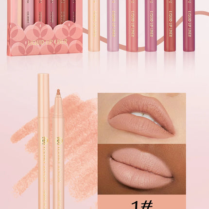 YOUNG VISION matte 6-color liquid lipliner set sponge gourd head fog face nude lipstick pen