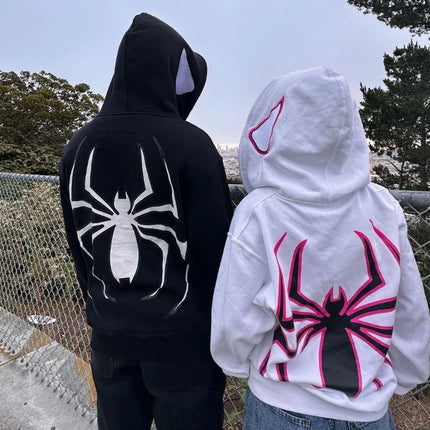 European and American Halloween Personalized Men's and Women's Sweatshirts and HoodiesY2KCouple Large Size Spider-Manzip hoodie