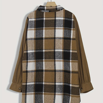 Plus Size Autumn New Arrivals Women's Oversized Check Shirt Retro Single-Breasted Thickened Top Suitable for Autumn and Winter