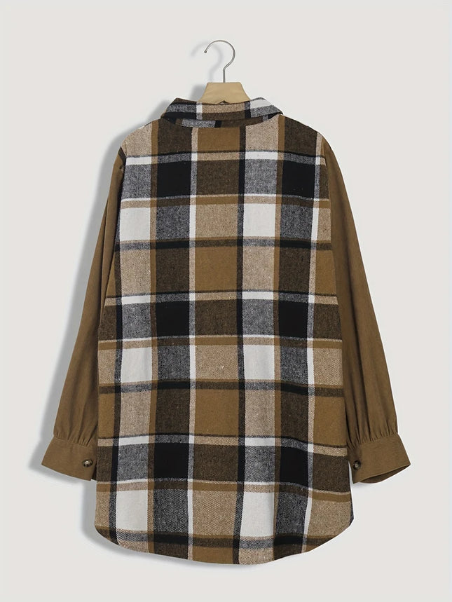 Plus Size Autumn New Arrivals Women's Oversized Check Shirt Retro Single-Breasted Thickened Top Suitable for Autumn and Winter