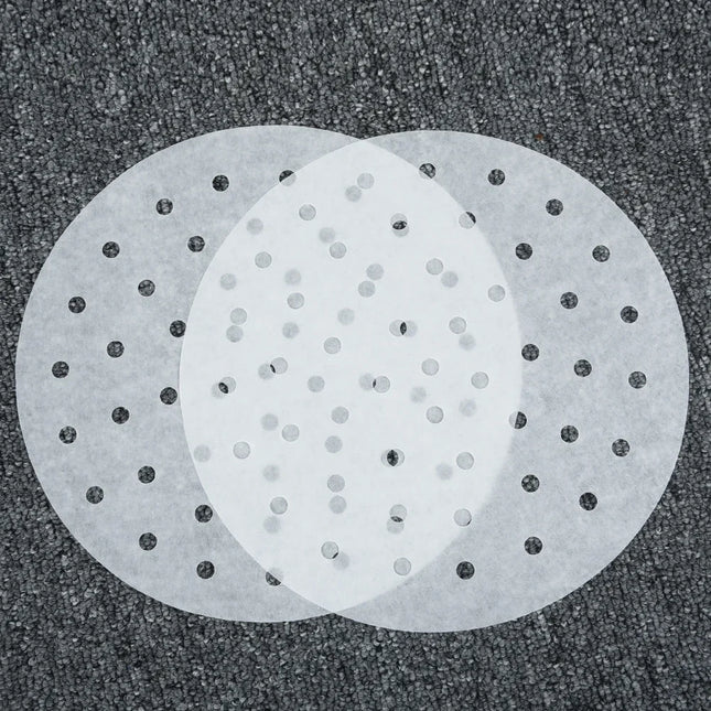 100pcs Round Bamboo Steamer Pad Paper Air Fryer Steamer Liners Perforat Wood Pulp Papers Non-Stick Mat Dumplings Cooking Mat