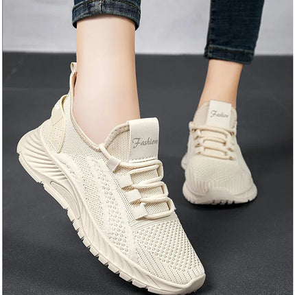 Women Casual Shoes Fashion Breathable Walking Mesh Flat Shoes Sneakers Women 2025 Gym Vulcanized Shoes White Female Footwear