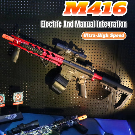 M416 Electric Gel Ball Blaster Toy Gun， Manual/Automatic Mode  , Rechargeable - Suitable for Summer Outdoor Shooting Games