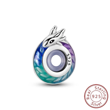 925 Sterling Silver Charms Beads Cute Fire Dragon Shaped Chameleon Charms Fit Original Pendants Bracelet DIY Women Jewelry Gift