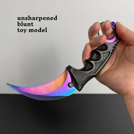 10styles Cs Karambit Metal Model with Plastic Sheath Game Peripheals Colorful Claw Knives Outdoor Training Props Safety Toys Boy