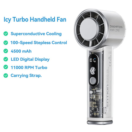 Vention Turbo Handheld Fan Superconductive Cooling Portable Outdoor Camping 11000 RPM Speed Stepless LED Digital Display Fan