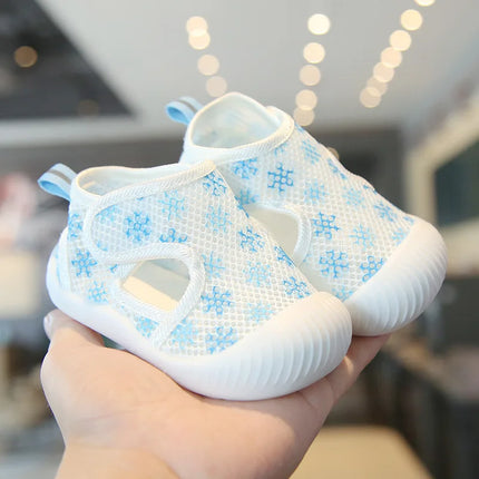 Breathable Knit Mesh Walking Shoes for Kids Spring Summer Soft Sole Anti-Collision Unisex Pastel Casual Sneakers Toddlers 1-3Y