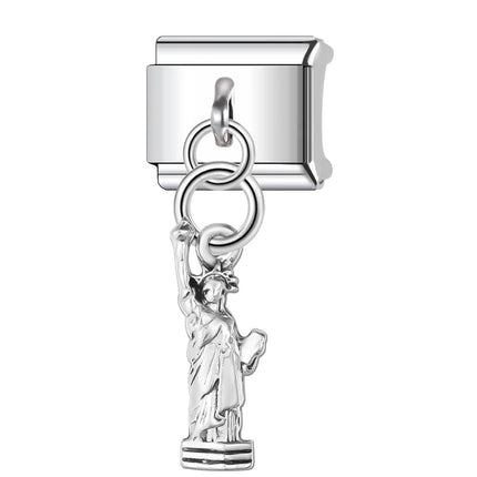 Pandach Trendy Statue Of Liberty Flag Passport Car Ocean 9mm Stainless Steel Italian Module Elastic Splicing DIY Making Jewelry