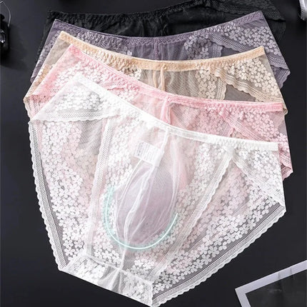 Lace Men's Underwear Ice Silk Calzoncillos Hombre 3D Convex Bag Adults 18 Plus Size Sexy Lingeries for Man Tangas Japonesa New