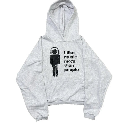 American retro y2k street Harajuku unique letter print dark hooded sweatshirt for both men and women in autumn and winter emo