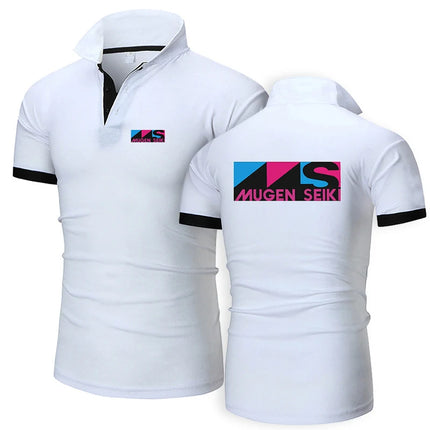 2024 Summer Men's Mugen Seiki Logo Print Popular Lapel Collar Cotton Simplicity Comfortable Quick-Drying Solid Color Polo Shirts