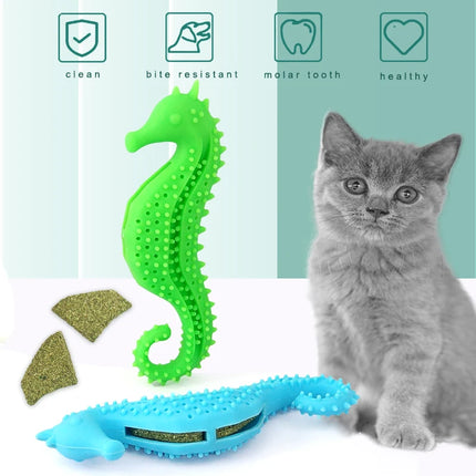 1pcs silicone cat mint chew Toy pet chew toothbrush toy cat missing food ball custom cleaning brushing stick chew small bell toy
