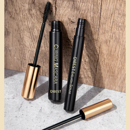 QIBEST Eyelash Makeup Set Eyebrow Eyelash Growth Serum Nourishing Enhance And 4D Black Mascara Curling Thick Lengthening Eyelash