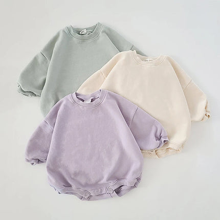 INS 0-18M Newborn Infant Baby Girl Boy Sweatshirt Romper Toddler Long Sleeve Basic Cotton Oversize Rompers Baby Clothes Jumpsuit