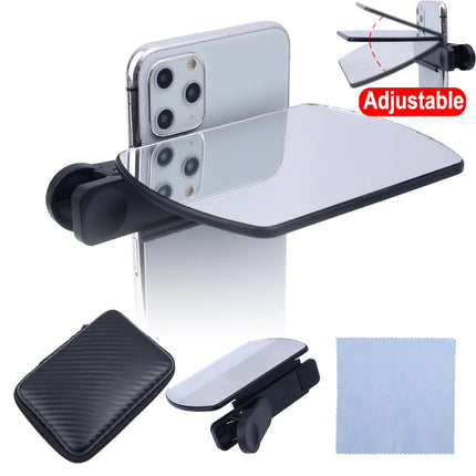Adjustable Smartphone Camera Mirror Reflection Clip HD Glass Reflection Mirror for Outdoor Travel Phones Photography Shooting