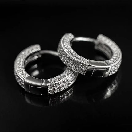 Hip Hop Ice Out Sparkling Round Inlaid Zircon Hypoallergenic Earrings for Men Women Fashion Cool Punk Rock Party Jewelry