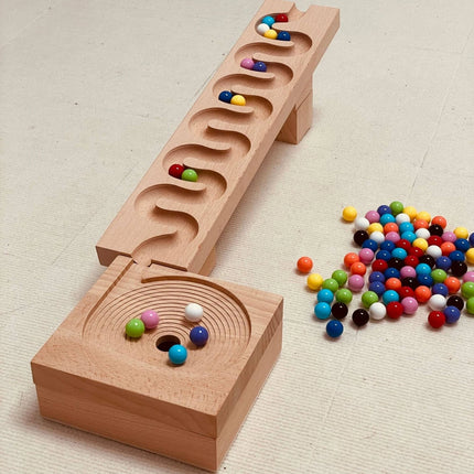 Marble Run with Wooden Blocks Stem Wooden Marble Run Set Learning Eco-Friendly for Preschoolers, Child-Centered School, Playroom