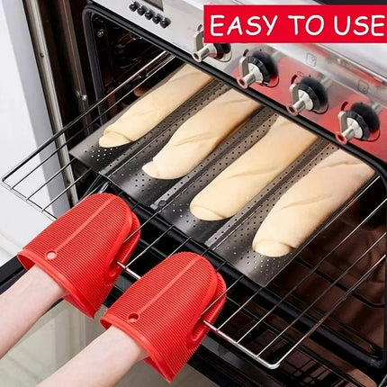 New Nonstick Baguette Baking Tray 2/4 Grooves Bakeware Baguette Mold Baking Tool Waves French Bread Baking Pan