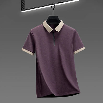 2026 New Men's Quarter Zip Polo Shirt Cool Breathable Fabric Short Sleeve Top For Office And Daily Activities