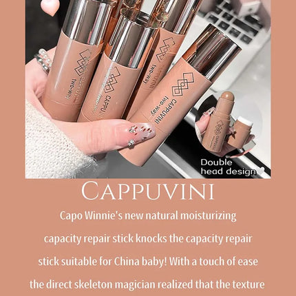 Cappuvini Natural 3D Contouring Stick with Smudge Brush Moisturizing Silky Matte Brown for Nose Shadow Makeup Contour
