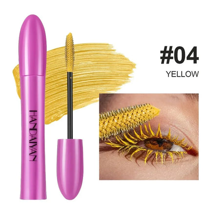 Colorful Silk Mascara Waterproof Lasting Mascara Yellow Black Cream Thickening Lengthening Curling Smudge-Proof Makeup Cosmetic