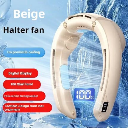 Neck Hanging Fan with TEC Semiconductor Cooling, 100 Speed, Quiet, No-Leaf, LED Display, Long Battery Life