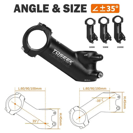 TOSEEK Bicycle Handlebar Stem 60/70/80/90/100mm MTB Stem 28.6mm 31.8mm Negative Power Mtb Lightweight Road Bike Table