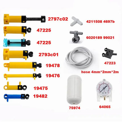 21PCS MOC Pneumatic Parts Kit Air Pump/Tank/Piston/Hose/Valves for Building Block Sets STEM Educational Construction Toys