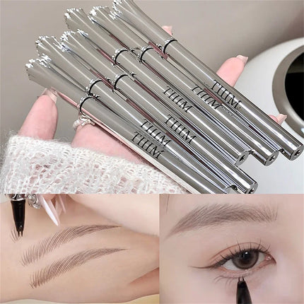 Waterproof Wild Eyebrow Pen 2/4 Separated Head Natural Brow Makeup Quick-Drying Creation of Ultra-Fine Lasting Liquid Eyebrow