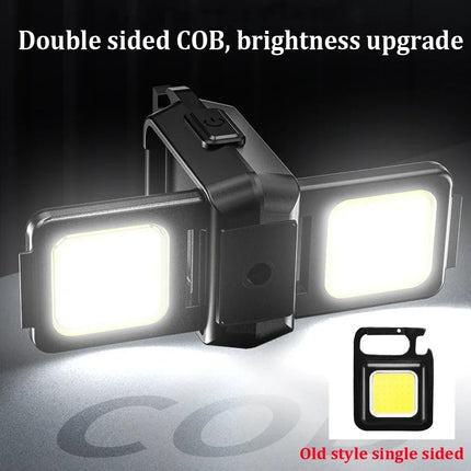 Flashlight Mini Keychain Light COB Work Light USB Rechargeable Lamp with 90° Foldable Side Lights Multifunctiona Portable Torch
