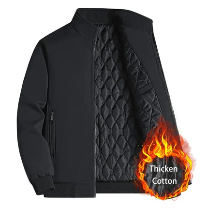 BROWON Plus Size 8xl Jacket for Men 2026 Thick Stand Collar Solid Winter Jacket Men Waterproof Warm Business Casual Men Coats
