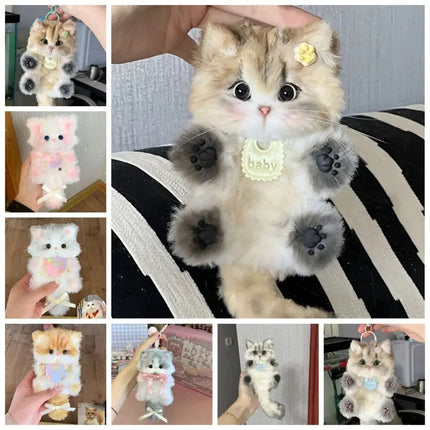 Cute Handmade Twisty Stick Little Cat Pendant Keychain Plush DIY Material Package Gifts Twist Bar Kitten Doll Toy