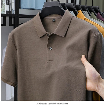 Men's 100% Cotton Polo Shirt - Summer Casual Breathable Tee, 19 Colors, Ideal for Golf and Sports, Business Casual, Silk-Like Finish