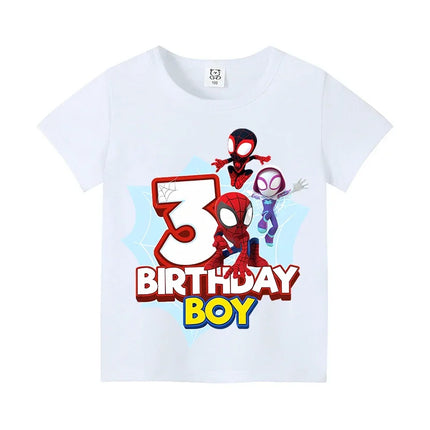 Marvel Spider-Man Digital Print Summer Boys Girls T-Shirt Suitable Street Wear 100% Cotton Breathable Soft Short-Sleeved Top