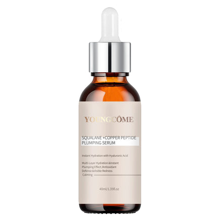 Squalane Copper Peptide Plumping Serum for Face - Hyaluronic Acid Firming Moisturizer - Rapid Hydration Serum for All Skin Types