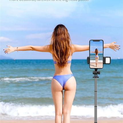 Bluetooth Selfie Stick Tripod Desktop Stand, Phone Holder, Wireless Remote Shutter, for iPhone Android, Option with Fill Light