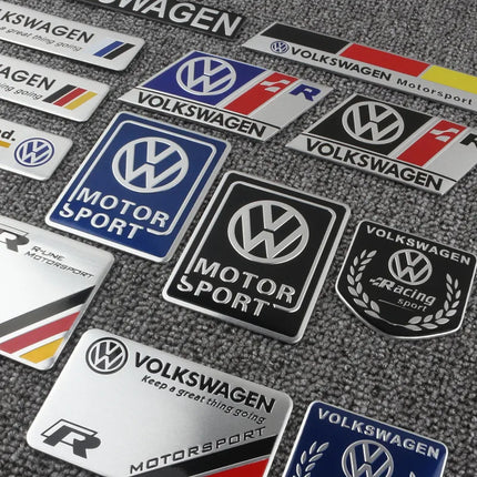 Volkswagen Series Aluminum Badge Car Body Stickers Decals For VW GTI Polo Golf Passat Tiguan Arteon Touareg Taigo Caddy Jetta CC