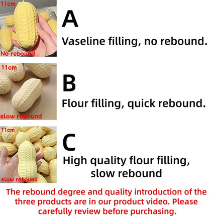 Squishy Peanut Stress Ball Squeeze Toy No rebound Buttery-Soft Feel Fidget Toy  ASMR Sensory Anti Stress Toys for Adults