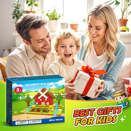 Mine World Magnetic Blocks Farm Animal Set, Magnetic Building Blocks for Kids, Toys Gift for 3+ Year Old Boys and Girls