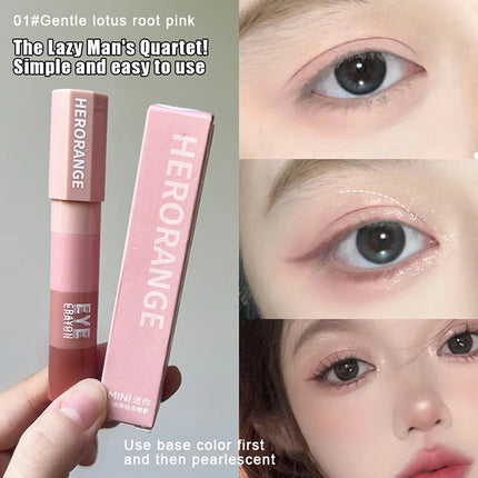 1Pc HERORANGE 4 In 1 Eyeshadow Pencil Kit Velvet Matte Shimmer Highlight Pigment Mini Eye Makeup Cosmetic Set