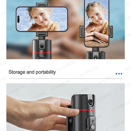 AXNEN P02 360 Rotation Follow-up Gimbal Stabilizer Monopod Desktop Tracking Gimbal with Remote for Phone Live Photography
