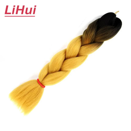 24 Inches Synthetic Braiding Hair Jumbo BraidOmbre Jumbo Hair Extension For Women DIY Hair Braids Purple Pink  Yellow Gray Lihu
