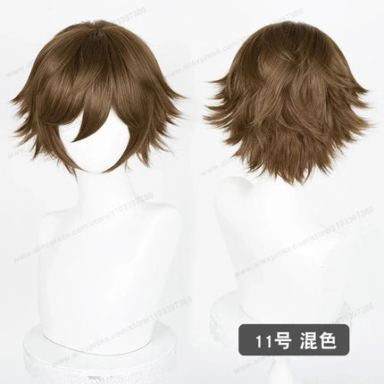 Anime Upgraded 32cm Short Flipped Ends Cosplay Wig Green Blue Purple Pink Man Women Heat Resistant Synthetic Hair