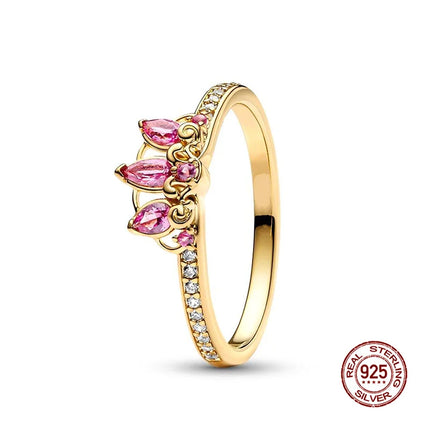 New 925 Silver Sun and Moon Love Princess Zircon Oxide Enamel Heart Love Ring Fashion Fine Jewelry For Women Gift Hypoallergenic