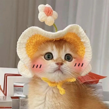 Knitted Cute Soft Cat Hat Halloween Christmas Party Costume Head Wear Accessories for Puppy Pet Kitten Little Dogs Small Animals