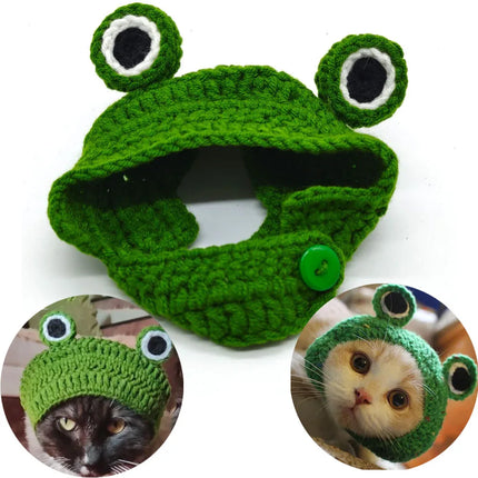 Knitted Cute Soft Cat Hat Halloween Christmas Party Costume Head Wear Accessories for Puppy Pet Kitten Little Dogs Small Animals