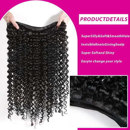 Luvin Curly Bundles Human Hair 30 34 Inch Deep Wave Raw 1 3 4 Hair Bundles Unprocessed Double Weft Hair Extensions Weave