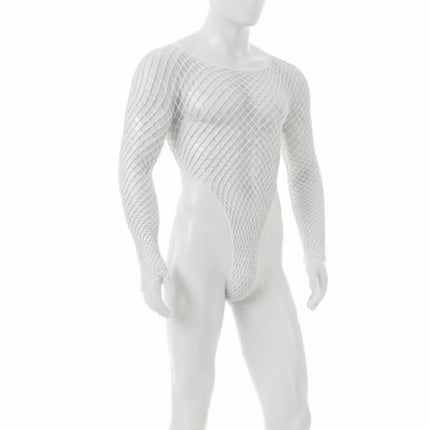Green Summer Male Mesh Tops Men's Bodysuits Sexy Hollow Out Nightwear Gentlemen Breathable Sexy Outfit Blue White Purple Color