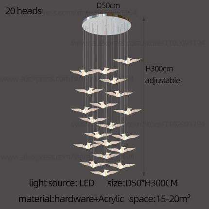 Led Bird Pendant Lamp Home Decoration Lighting Hanging Lamp Design Loft Living Room Showroom Apartment Ceiling Villa Chandelier